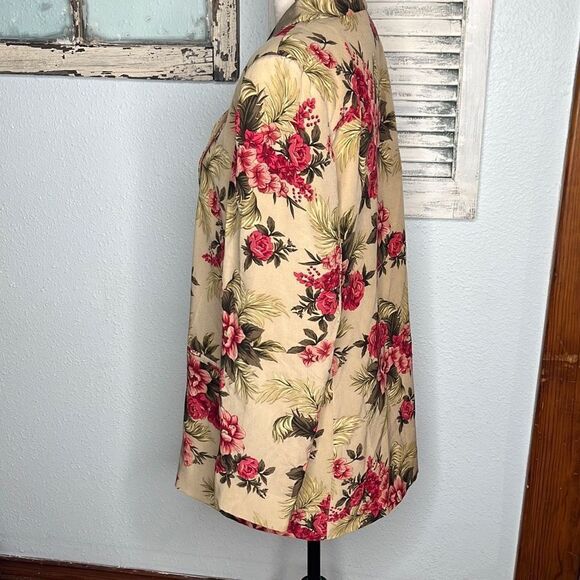 Folio Collection Saks Fifth Avenue Silk Women's Beige Floral Blazer Size 10 - Picture 7 of 11